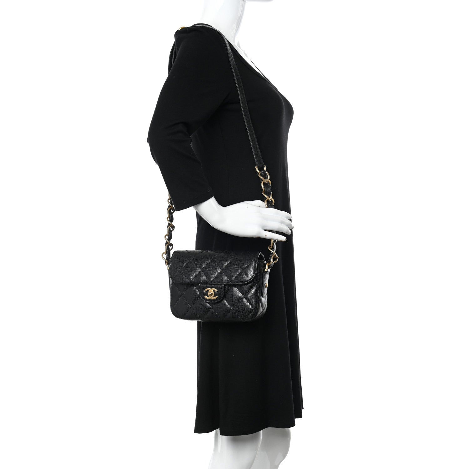 Chanel Caviar Quilted Mini Chain Flap Black 2 of 8