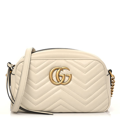 Gucci Calfskin Matelasse Small GG Marmont Chain Shoulder Bag White 1 of 9