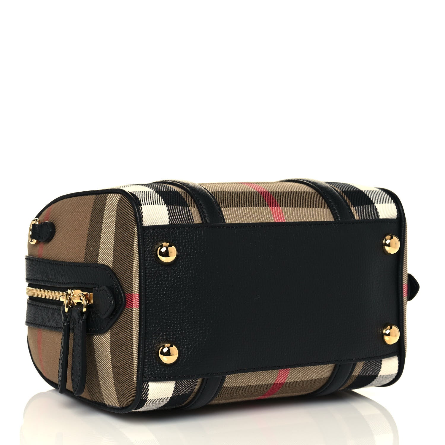 Burberry House Check Derby Calfskin Small Alchester Bowling Bag Black 4 of 12