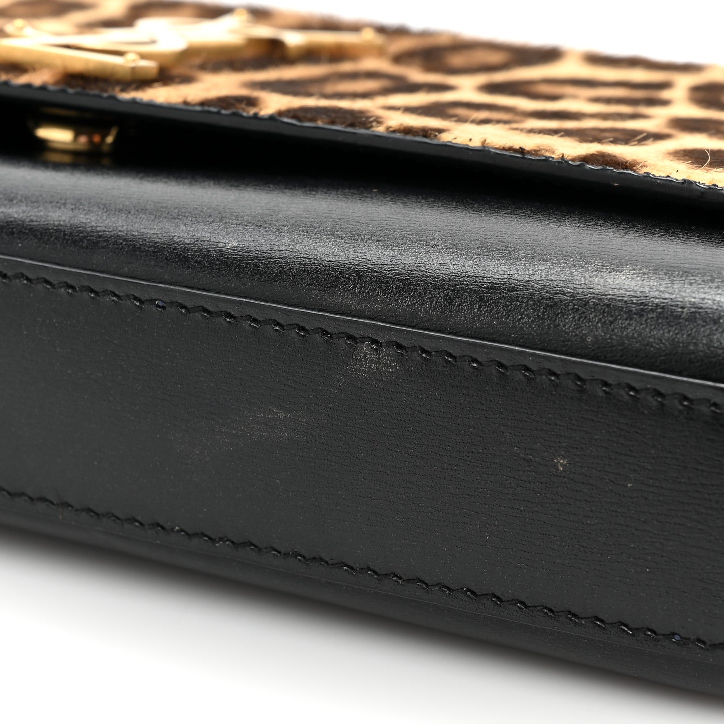 Pony Hair Calfskin Leopard Print Medium Classic Monogram Kate Satchel Black