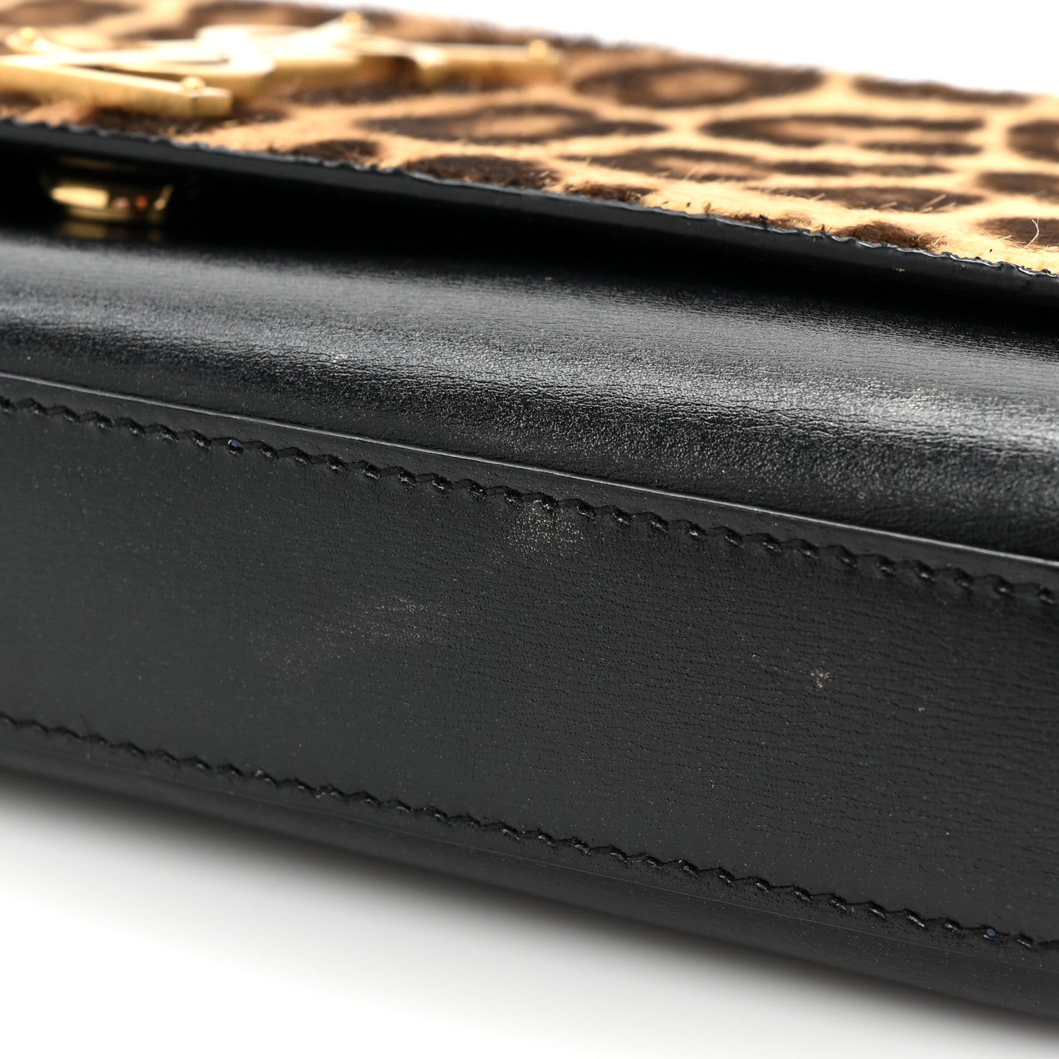 Saint Laurent Pony Hair Calfskin Leopard Print Medium Classic Monogram Kate Satchel Black 12 of 12