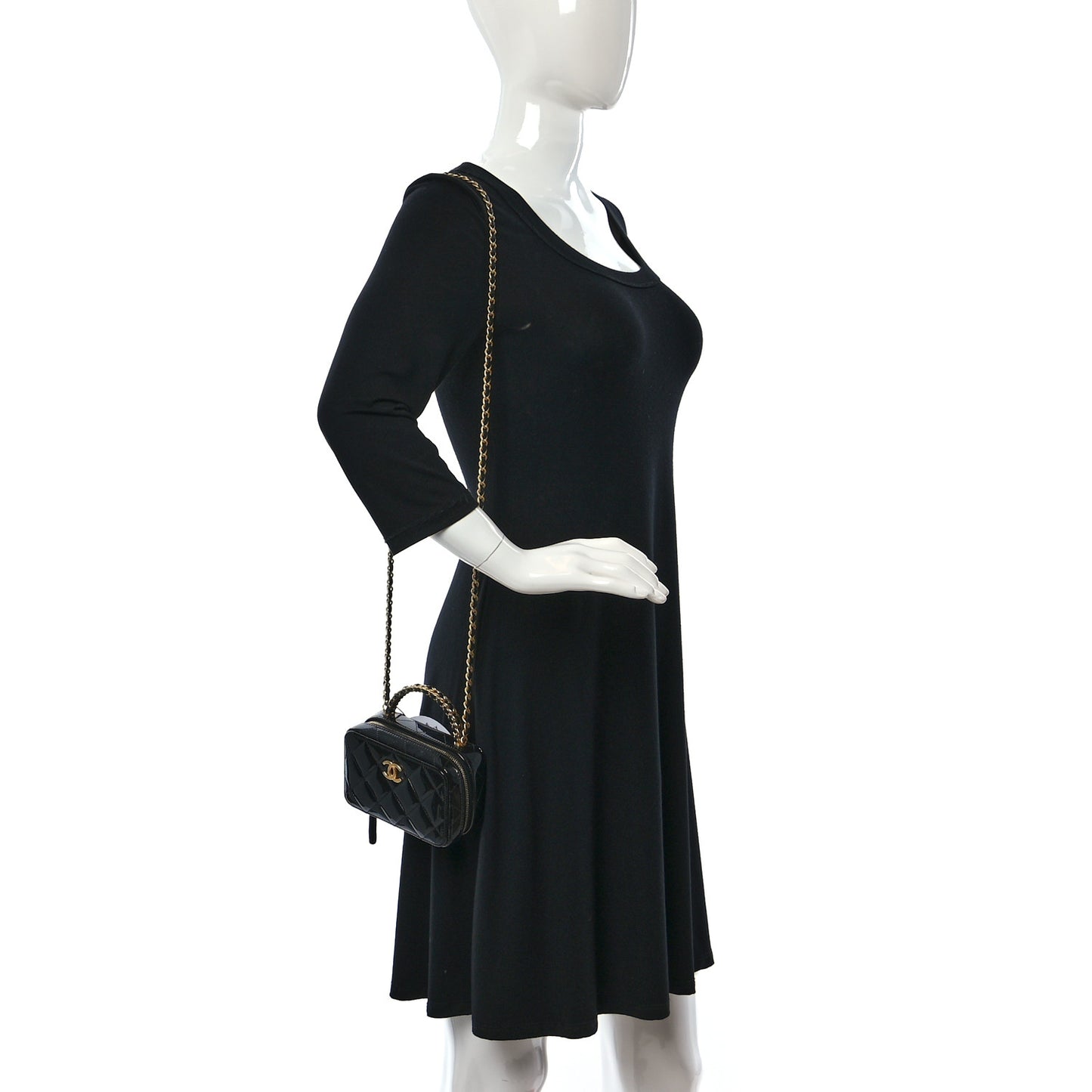 Patent Quilted Mini Pick Me Up Vanity Case Black