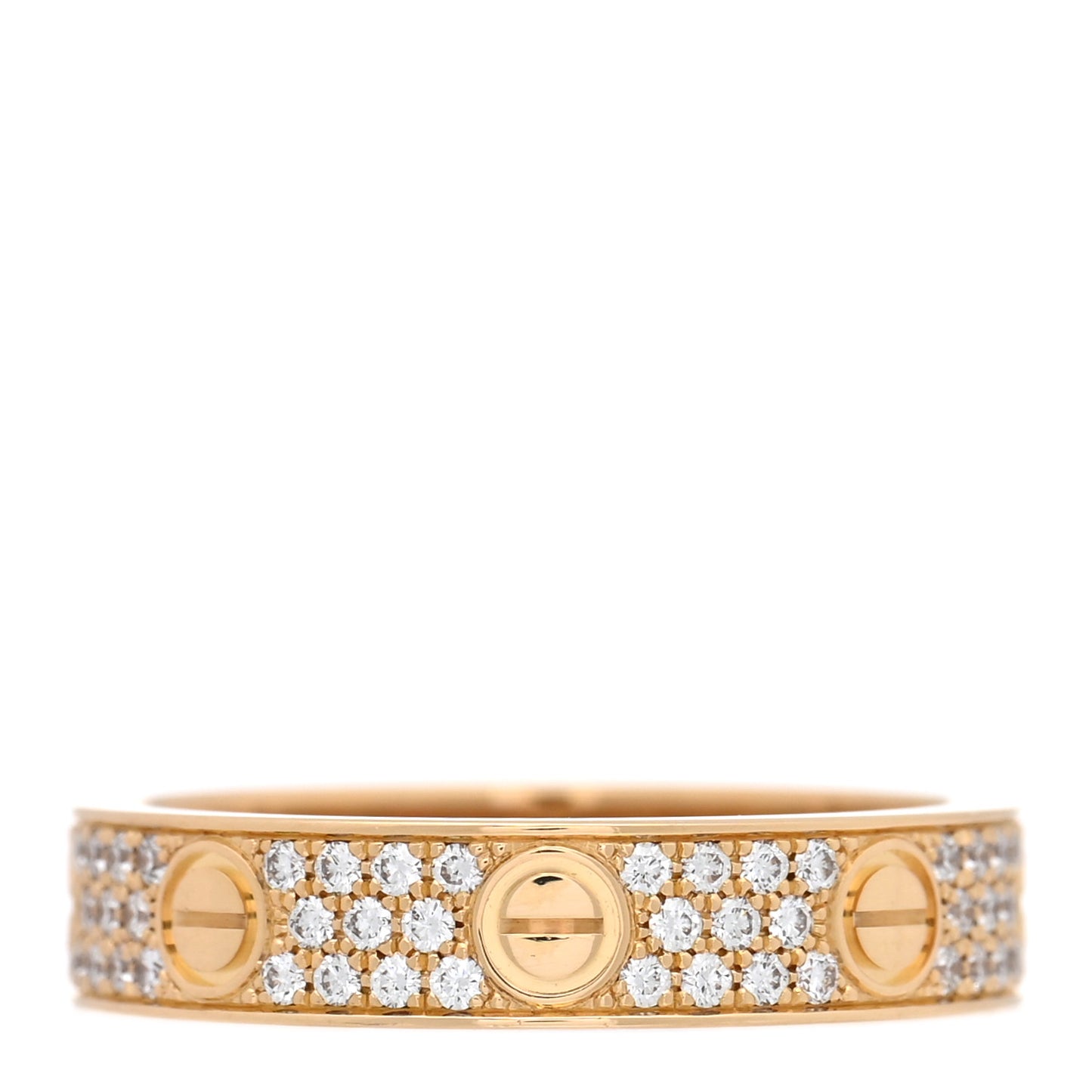 18K Yellow Gold Diamond 4mm LOVE Wedding Paved Band Ring 49 5