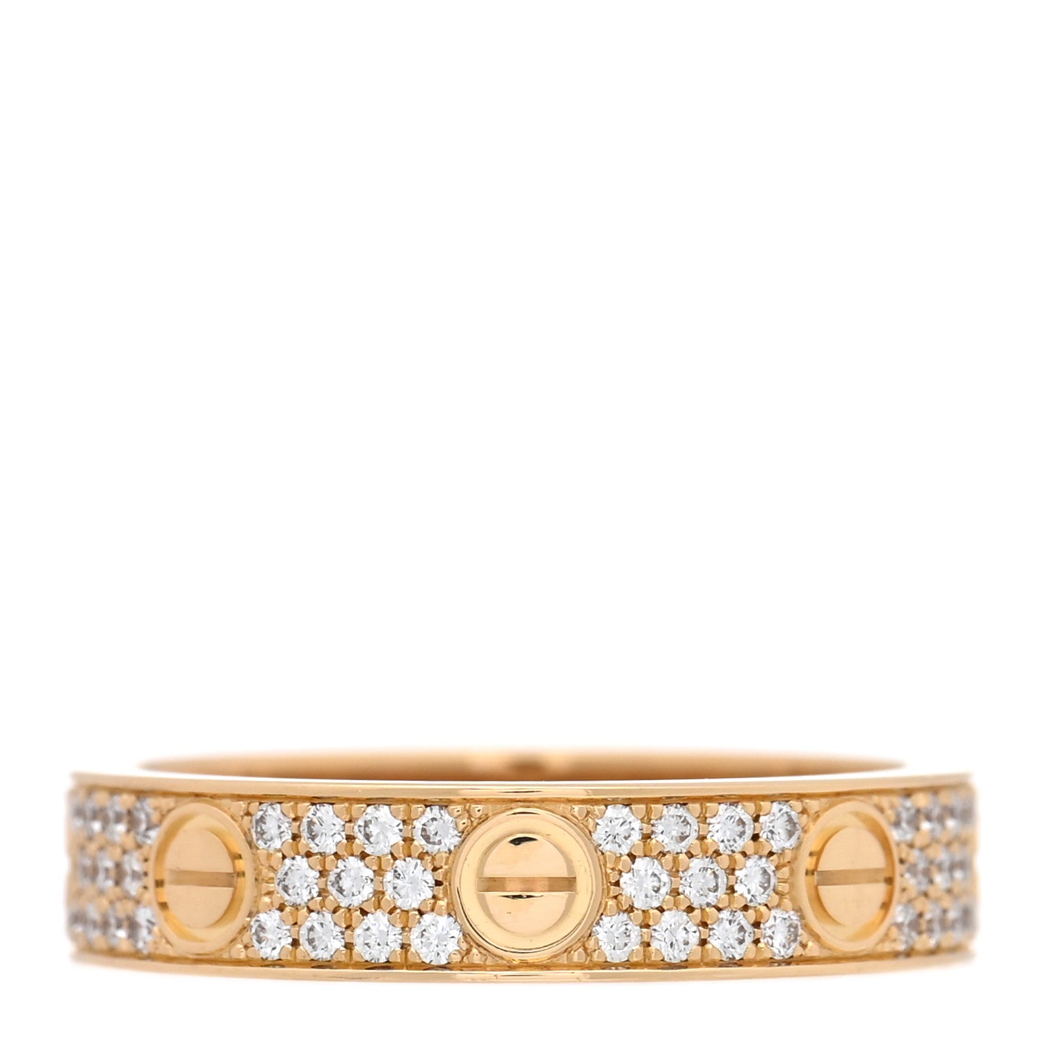 Cartier 18K Yellow Gold Diamond 4mm LOVE Wedding Paved Band Ring 49 5 3 of 5