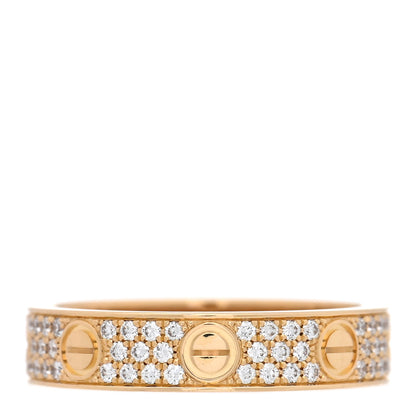 Cartier 18K Yellow Gold Diamond 4mm LOVE Wedding Paved Band Ring 49 5 3 of 5
