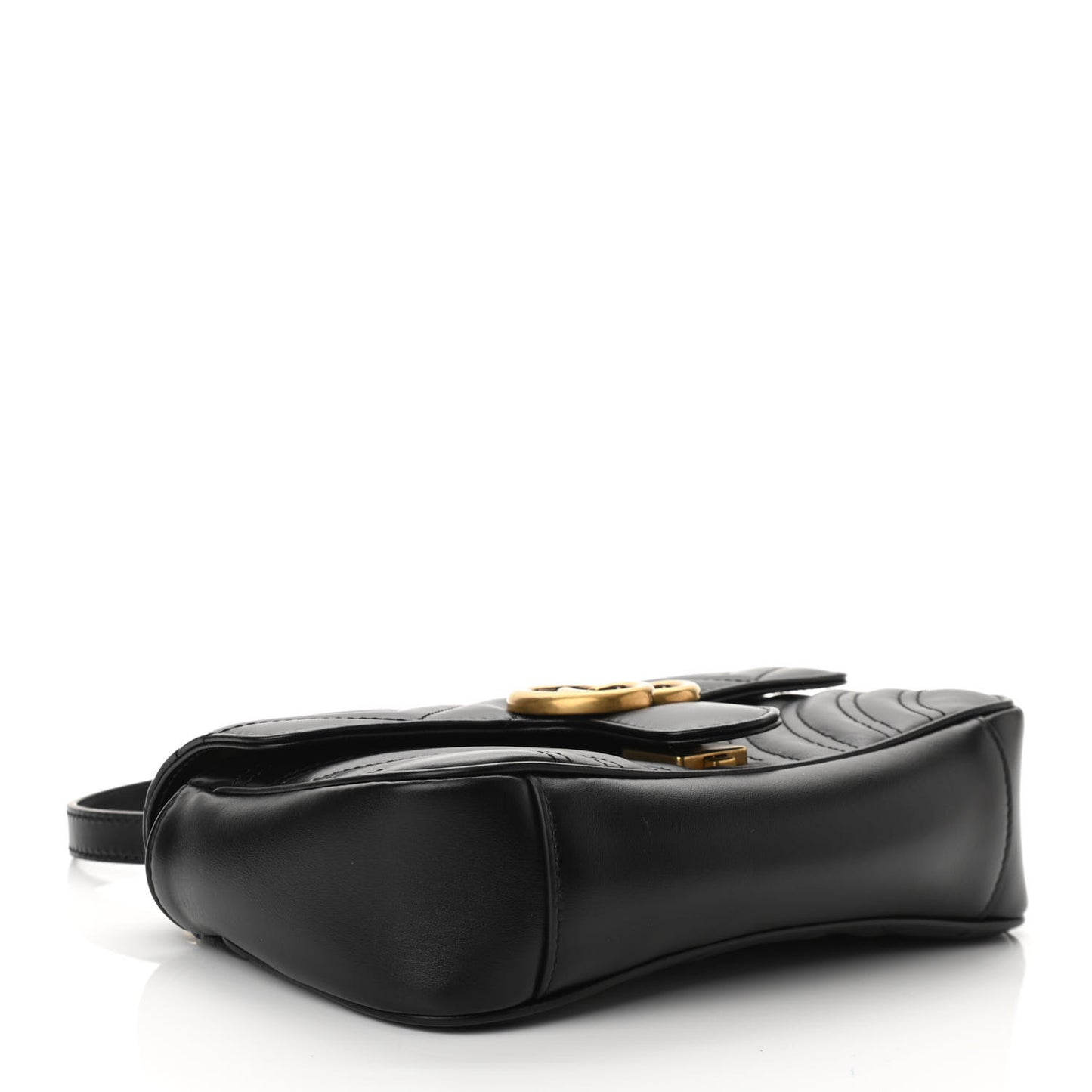 Calfskin Matelasse Mini GG Marmont Shoulder Bag Black