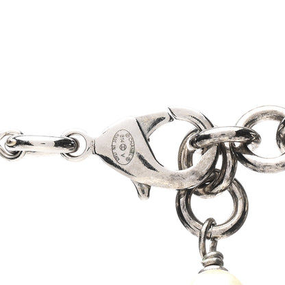 Chanel Graduated Pearl Crystal CC Long Necklace Silver 3 of 3