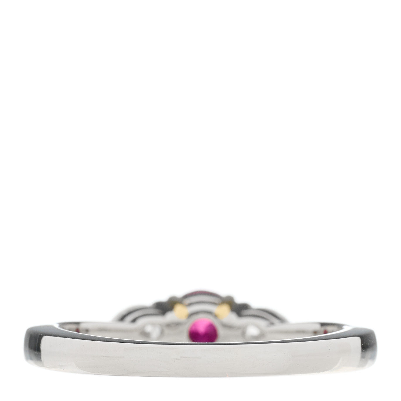 Platinum 18K Yellow Gold Diamond Ruby Three-Stone Ring 52 6