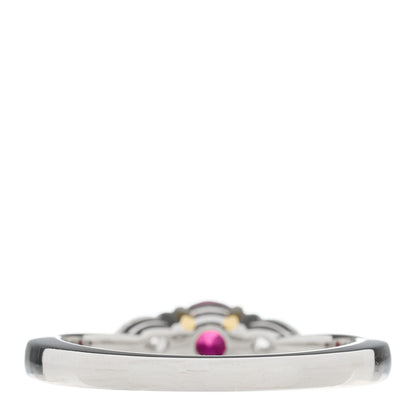 Tiffany Platinum 18K Yellow Gold Diamond Ruby Three-Stone Ring 52 6 3 of 7