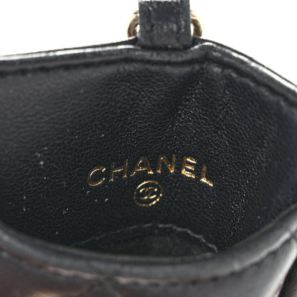 Chanel Lambskin Quilted Glitter Card Holder On Chain Black 6 of 10