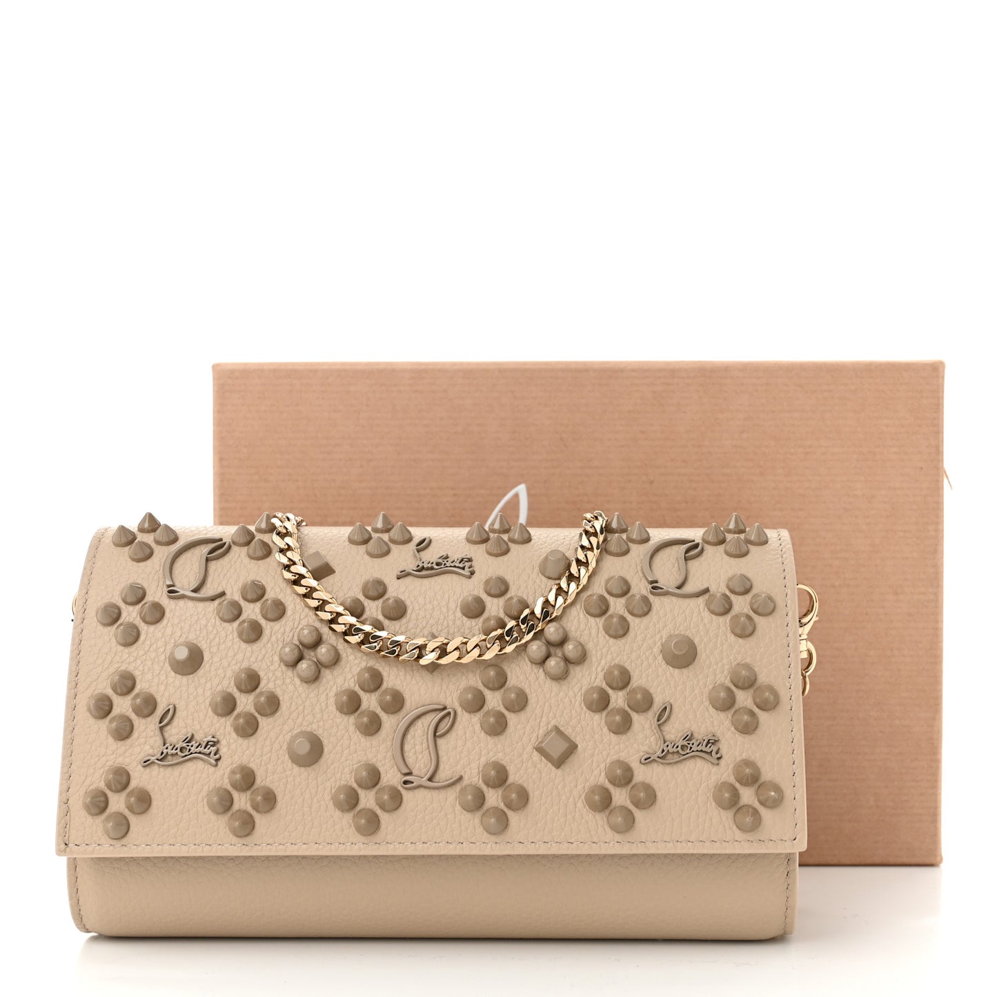 Calfskin Spikes Loubinthesky Paloma Clutch Saharienne
