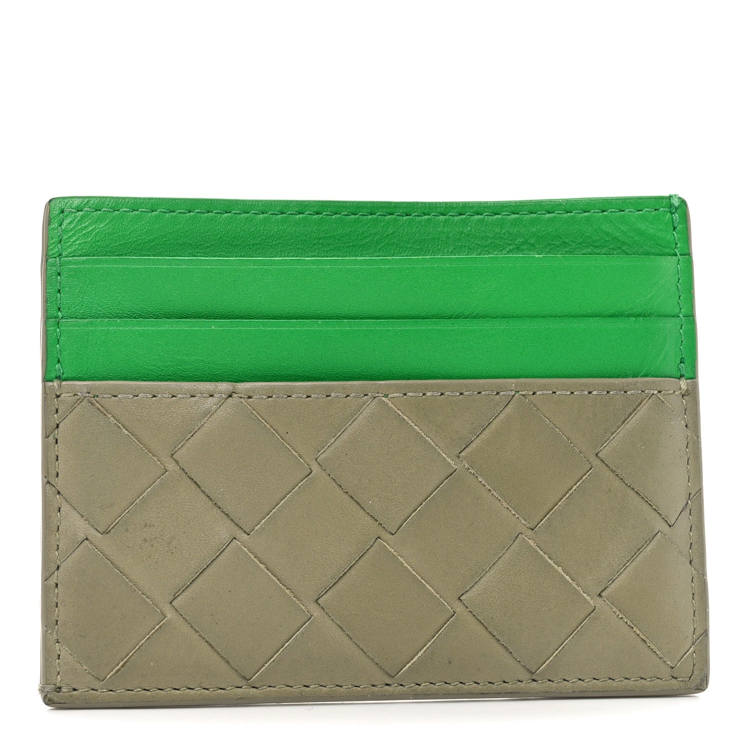 Bottega Veneta Nappa Intrecciato Card Holder Taupe Avocado 1 of 8