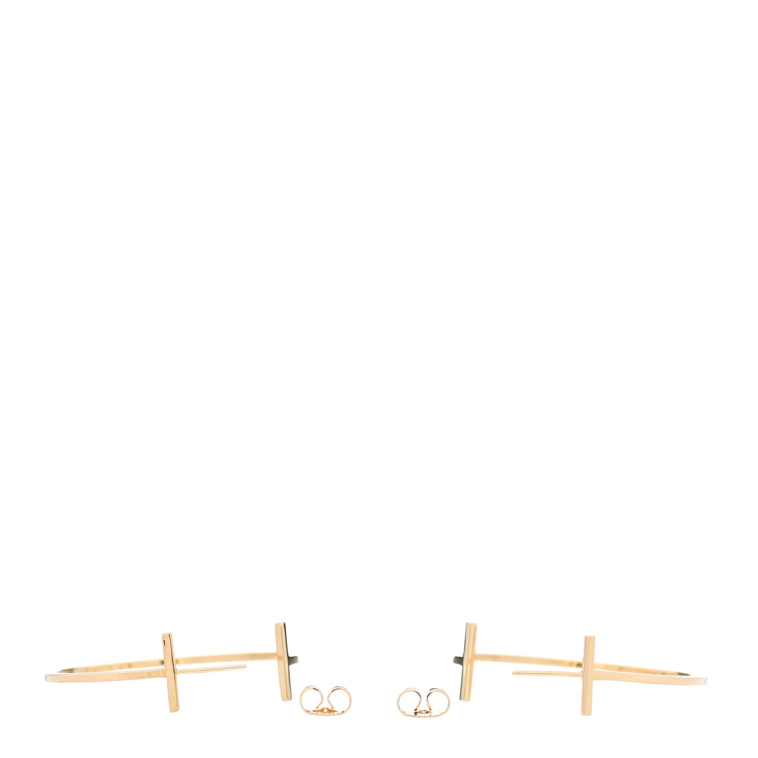 Tiffany 18K Yellow Gold Extra Large T Wire Hoop Earrings 3 of 5