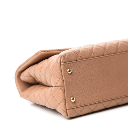 Chanel Caviar Lizard Quilted Medium Coco Handle Flap Light Beige 6 of 10