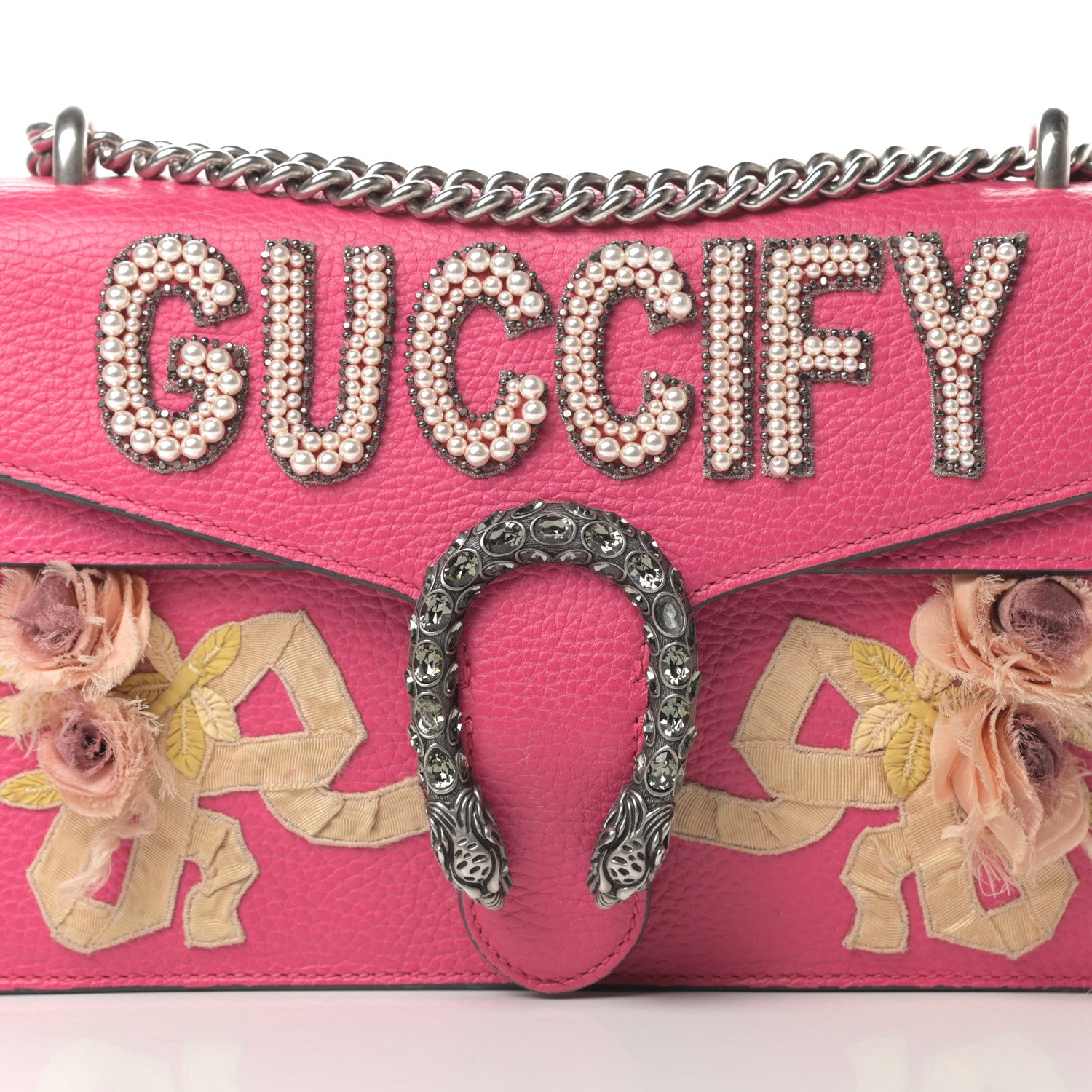 Gucci Pebbled Calfskin Embellished Guccify Small Dionysus Shoulder Bag Rosa 8 of 16