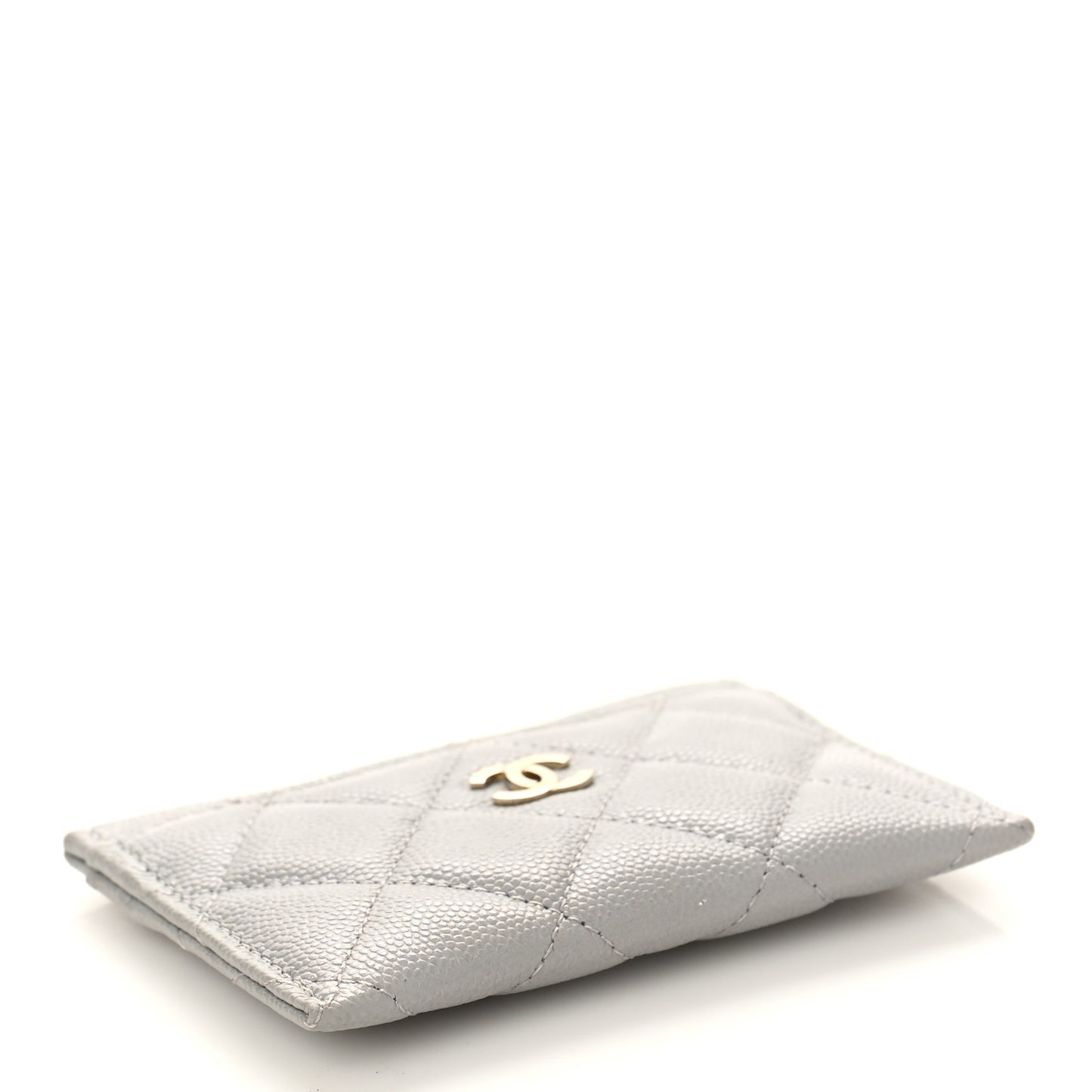 Caviar Quilted Card Holder Grey