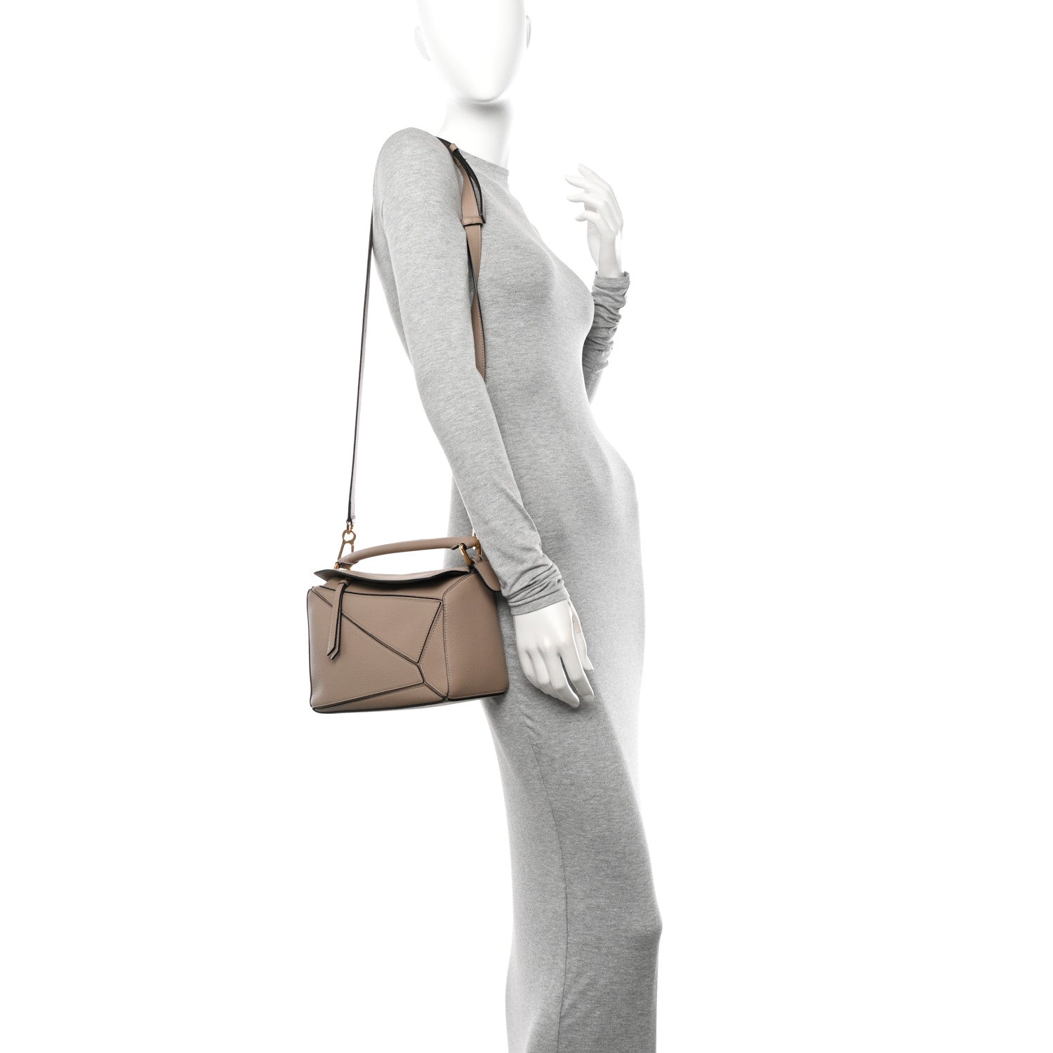 Loewe Grained Calfskin Small Puzzle Bag Sand 2 of 9