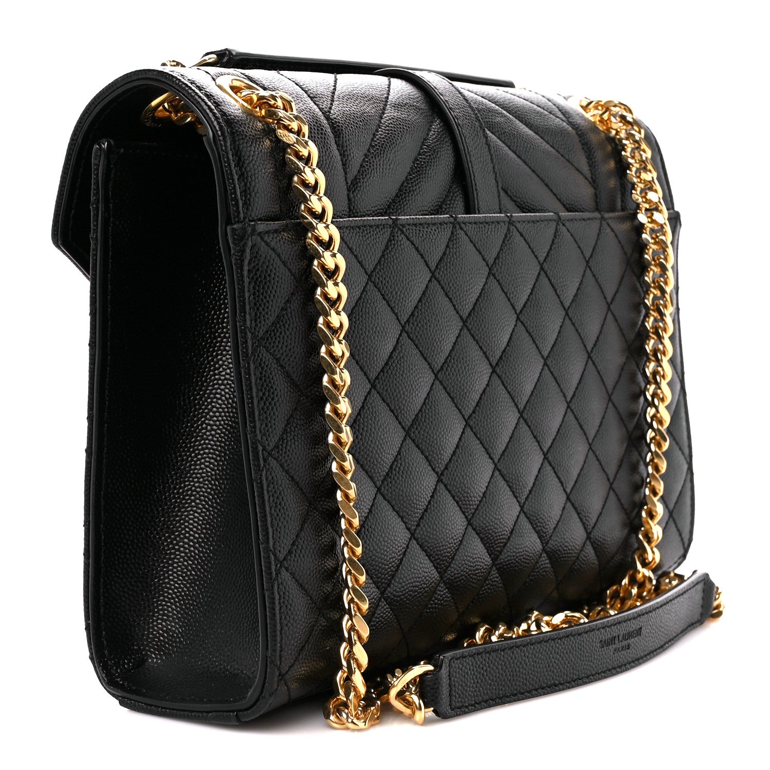 Saint Laurent Grain De Poudre Textured Mixed Matelasse Triquilt Medium Monogram Satchel Black 3 of 11