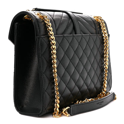 Saint Laurent Grain De Poudre Textured Mixed Matelasse Triquilt Medium Monogram Satchel Black 3 of 11