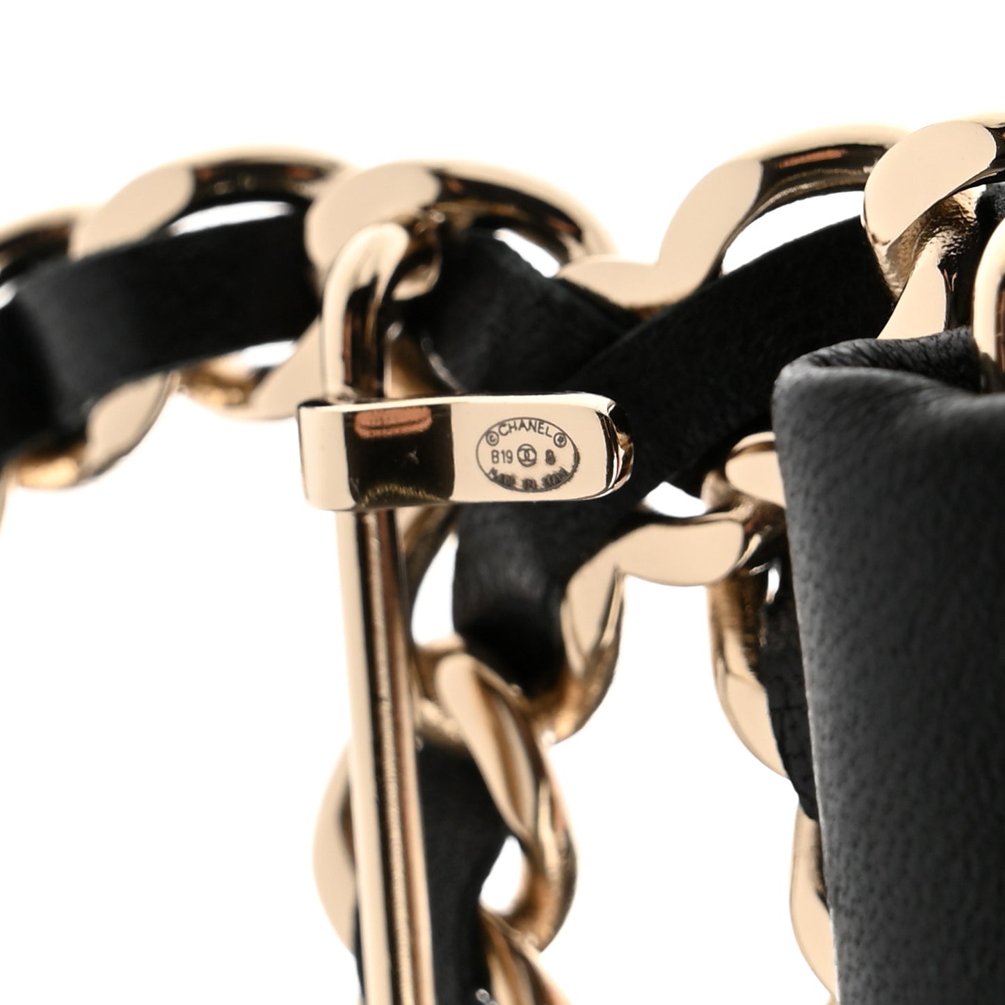 Lambskin Ruched Chain CC Belt 80 32 Black