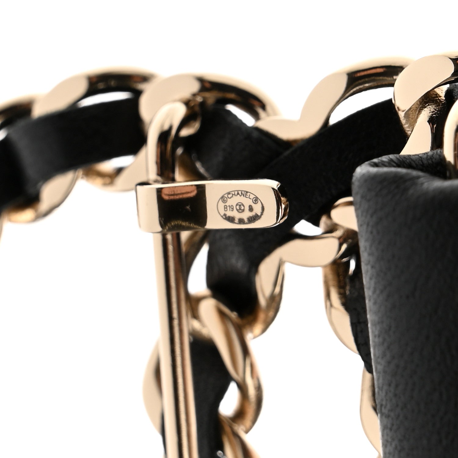 Chanel Lambskin Ruched Chain CC Belt 80 32 Black 3 of 5