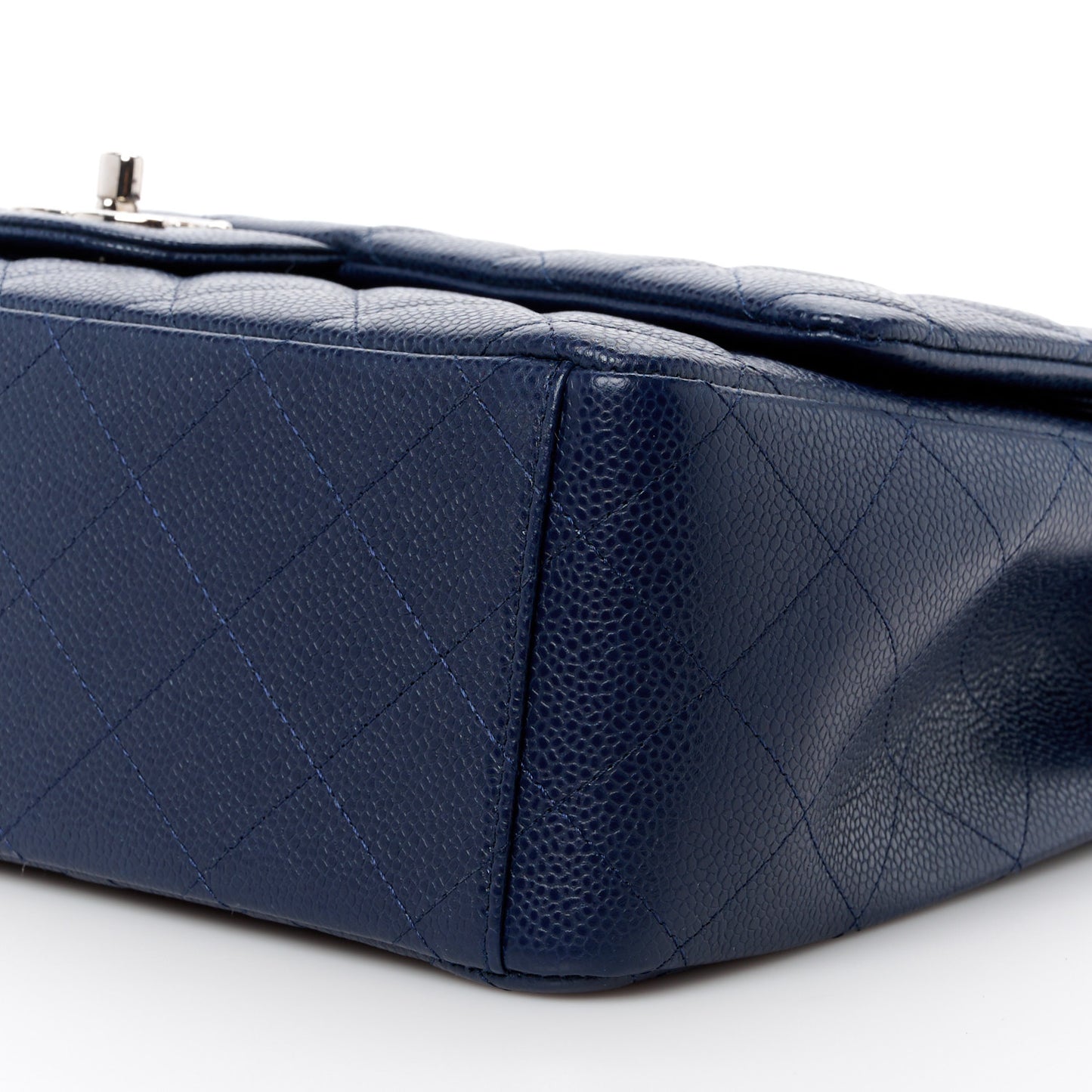 Caviar Quilted Maxi Double Flap Navy Blue