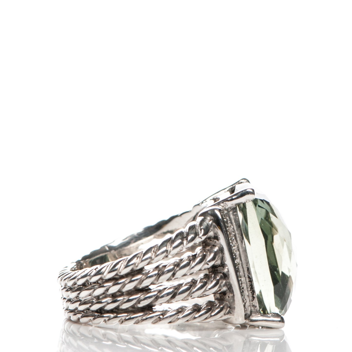 Sterling Silver Diamond Prasiolite 16mm Wheaton Ring 51 5.75