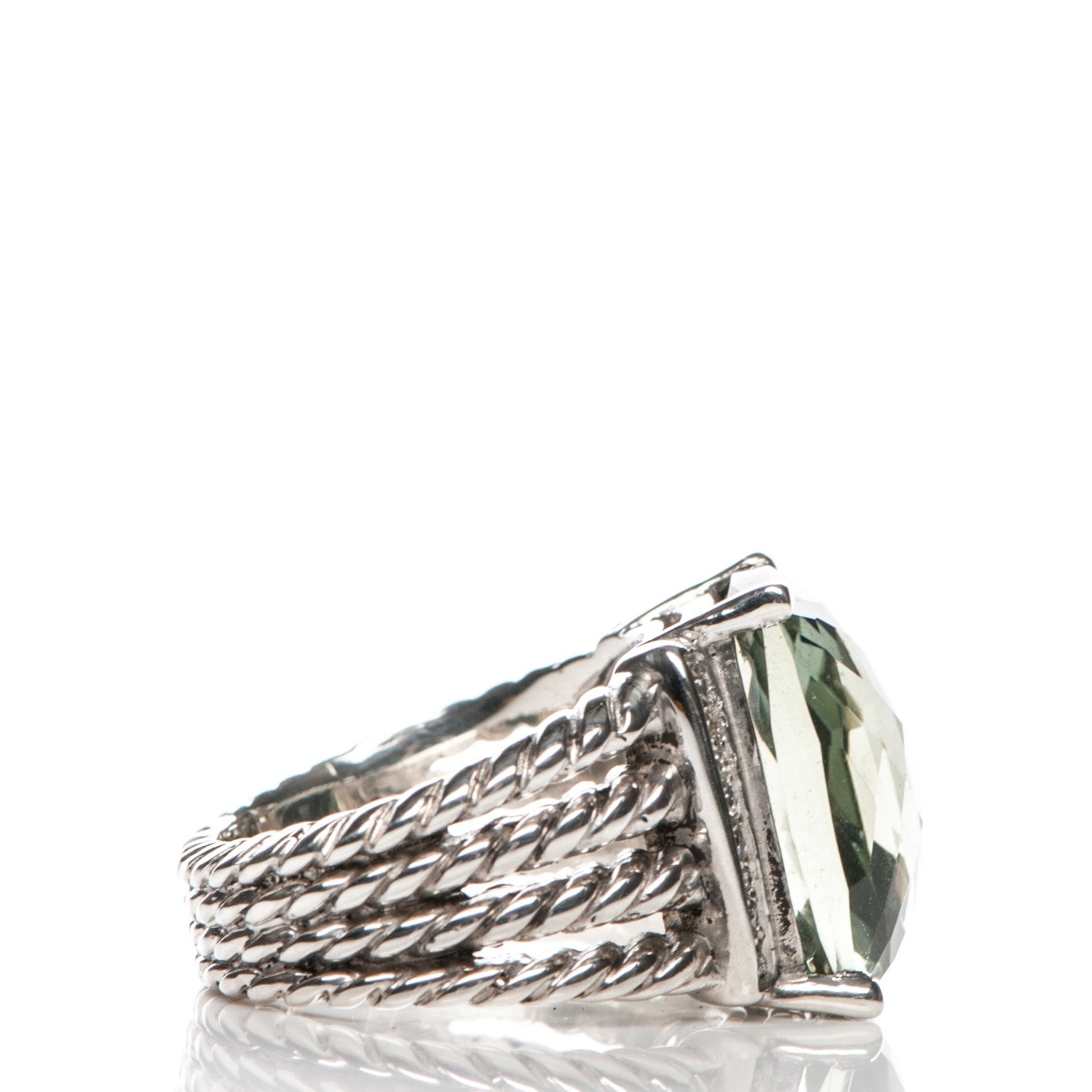 David Yurman Sterling Silver Diamond Prasiolite 16mm Wheaton Ring 51 5.75 4 of 5