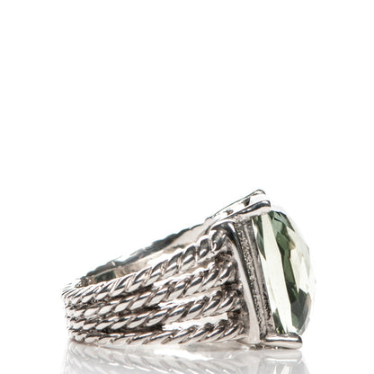 David Yurman Sterling Silver Diamond Prasiolite 16mm Wheaton Ring 51 5.75 4 of 5