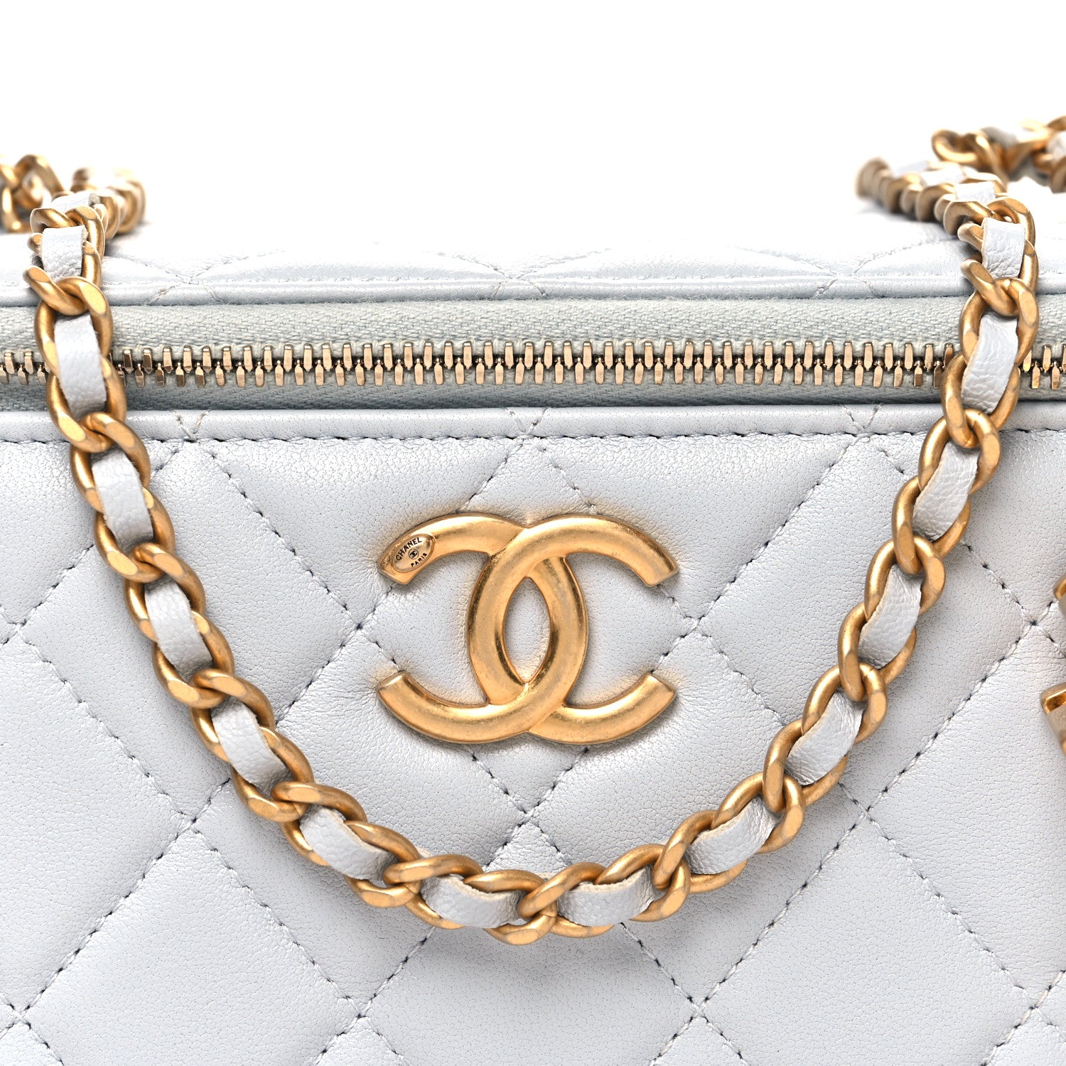 Chanel Lambskin Quilted Small CC Vanity Case With Chain Light Blue 8 of 11