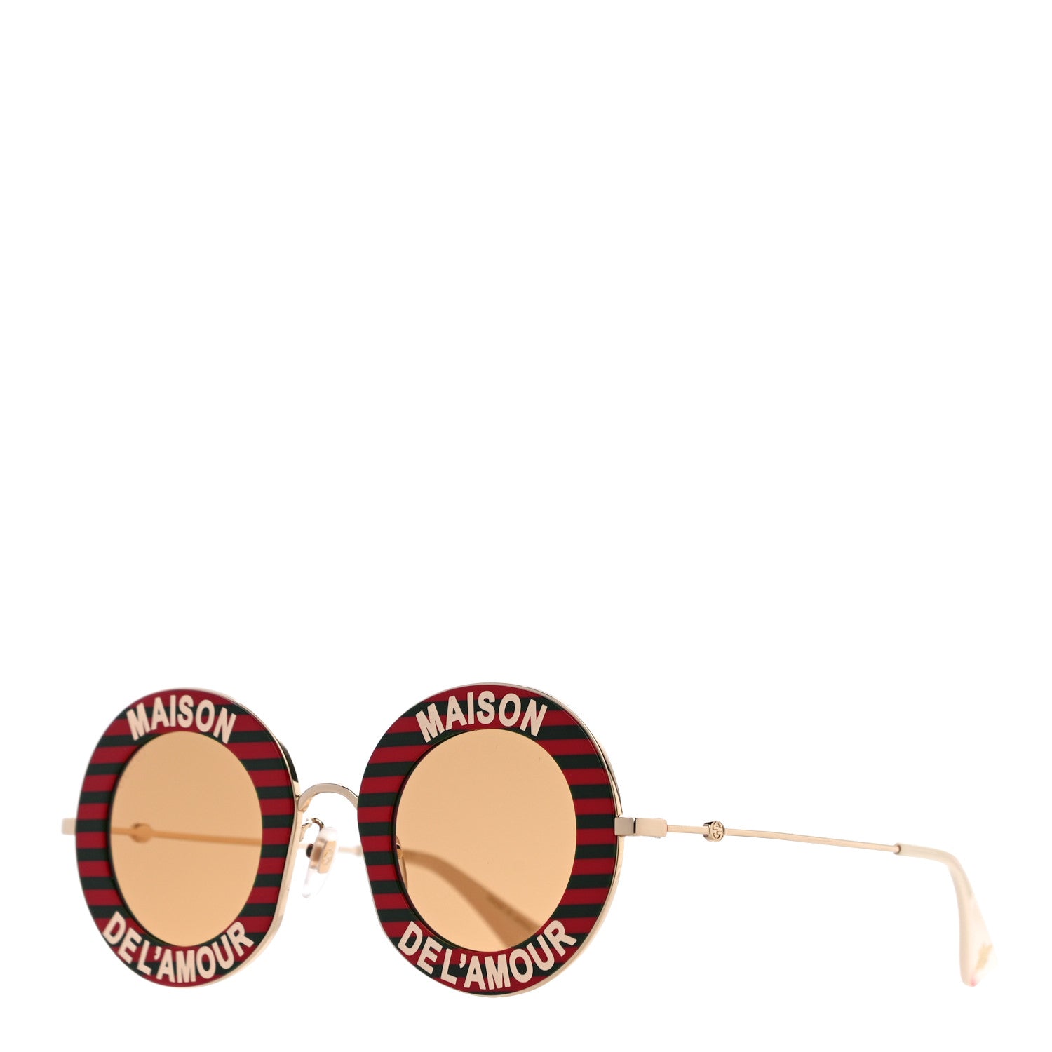 Gucci Metal Acetate Striped Maison Del'Amour Round Frame