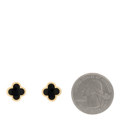 Van Cleef & Arpels 18K Yellow Gold Onyx Pure Alhambra Earrings 2 of 5