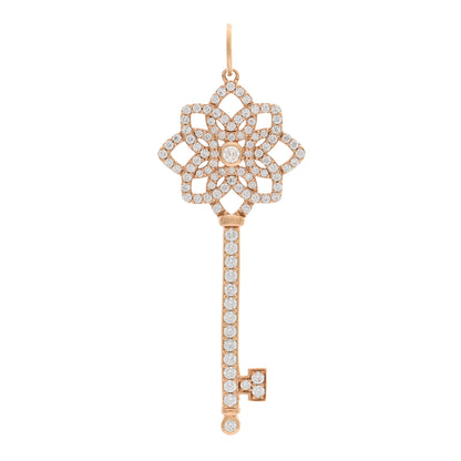 Tiffany 18K Rose Gold Diamond Medium Woven Key Pendant 1 of 4