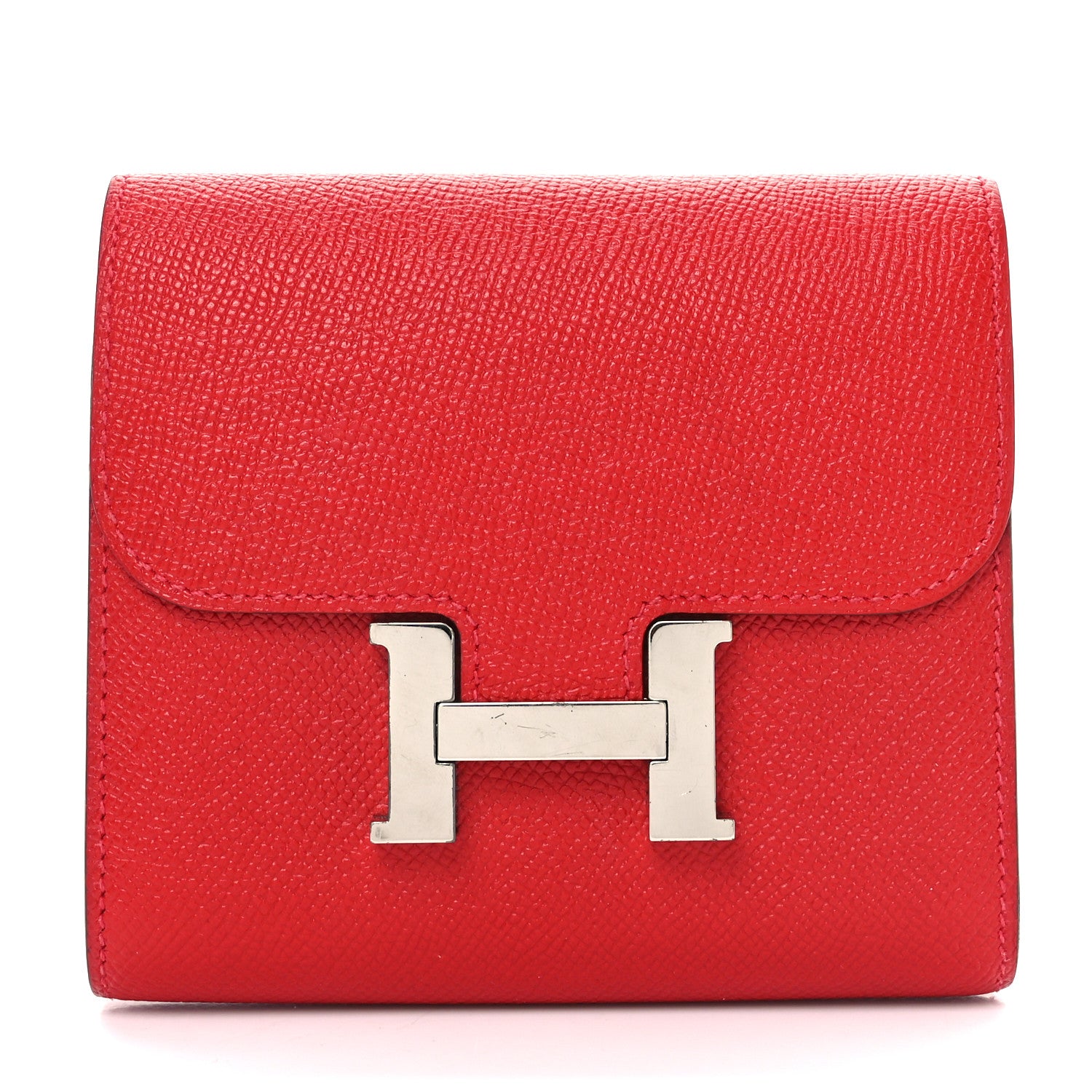 Hermes Epsom Constance Compact Passant Wallet Rouge Casaque 1 of 9