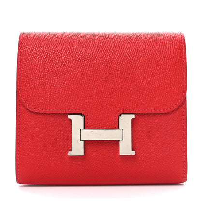 Hermes Epsom Constance Compact Passant Wallet Rouge Casaque 1 of 9