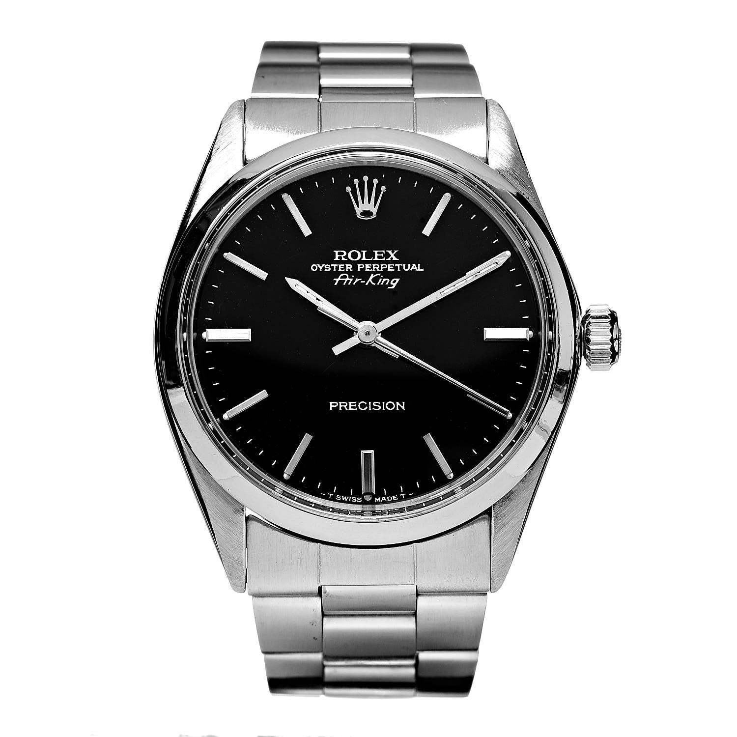 Rolex Stainless Steel 34mm Oyster Perpetual Air-King Super Precision Watch Black 5500 1 of 7