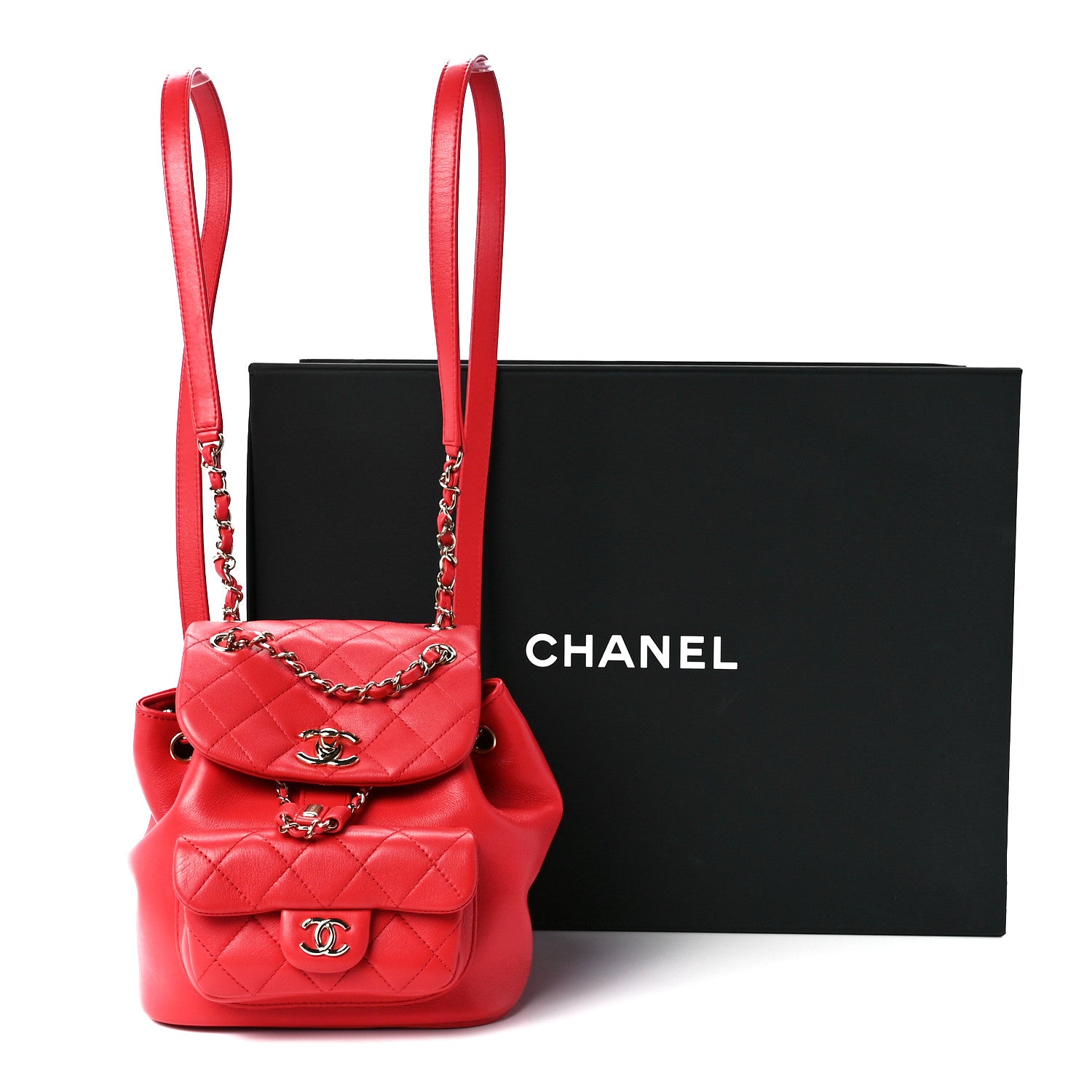 Chanel Lambskin Quilted Small Duma Drawstring Backpack Dark Pink 13 of 13
