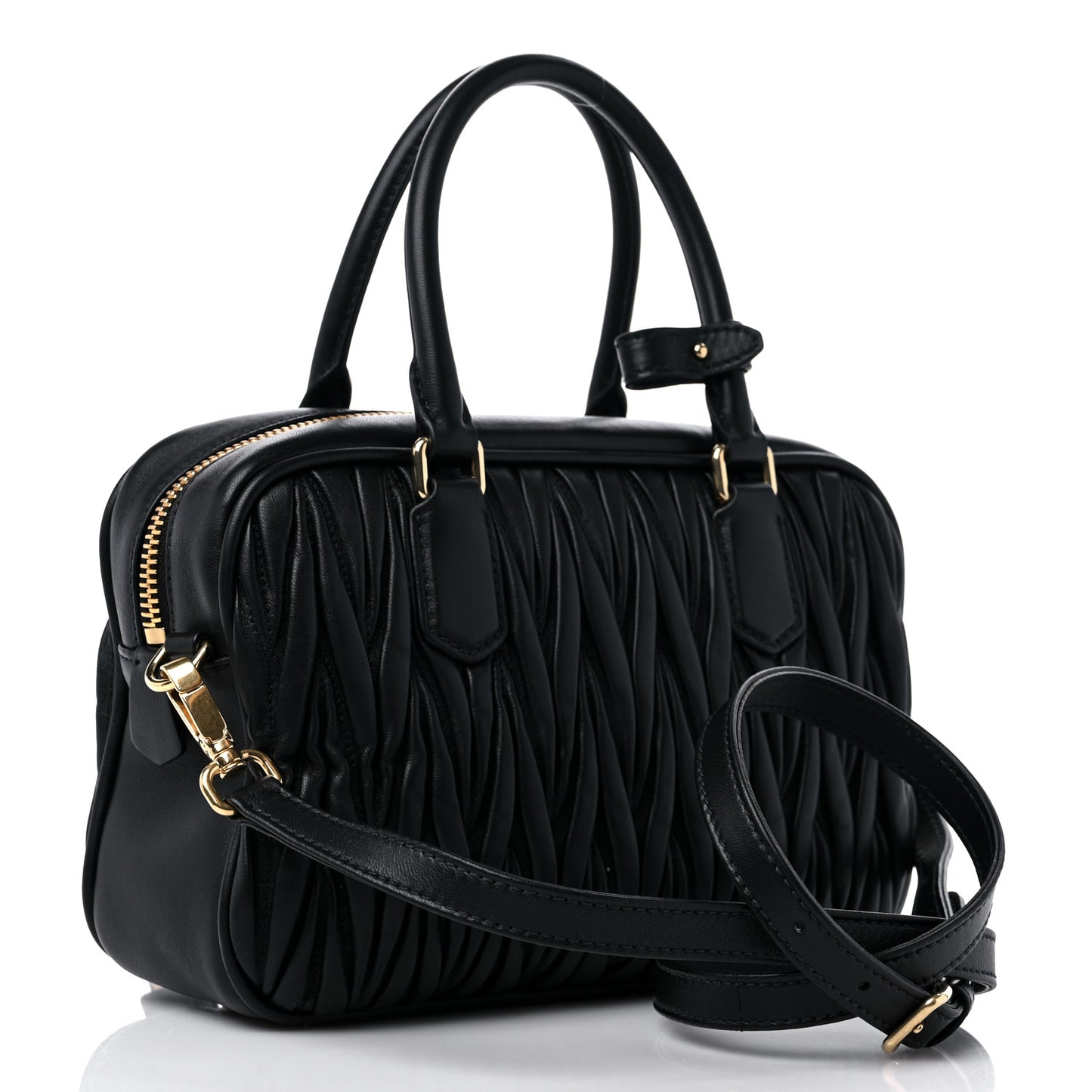 Nappa Matelasse Bauletto Top Handle Bag Black