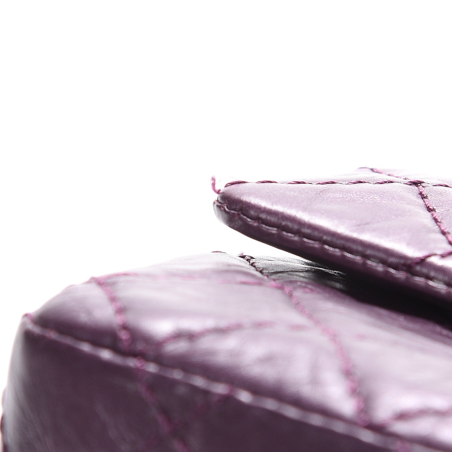 Metallic Aged Calfskin Quilted 2.55 Reissue 224 Flap Plum