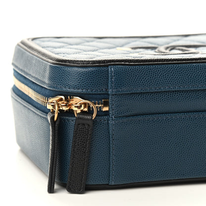Chanel Caviar Quilted Medium CC Filigree Vanity Case Navy Black 8 of 9