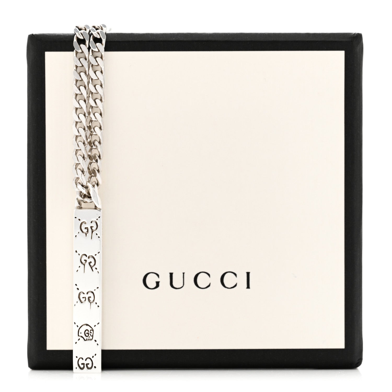 Gucci Sterling Silver Gucci Ghost Bar Pendant Necklace 5 of 5