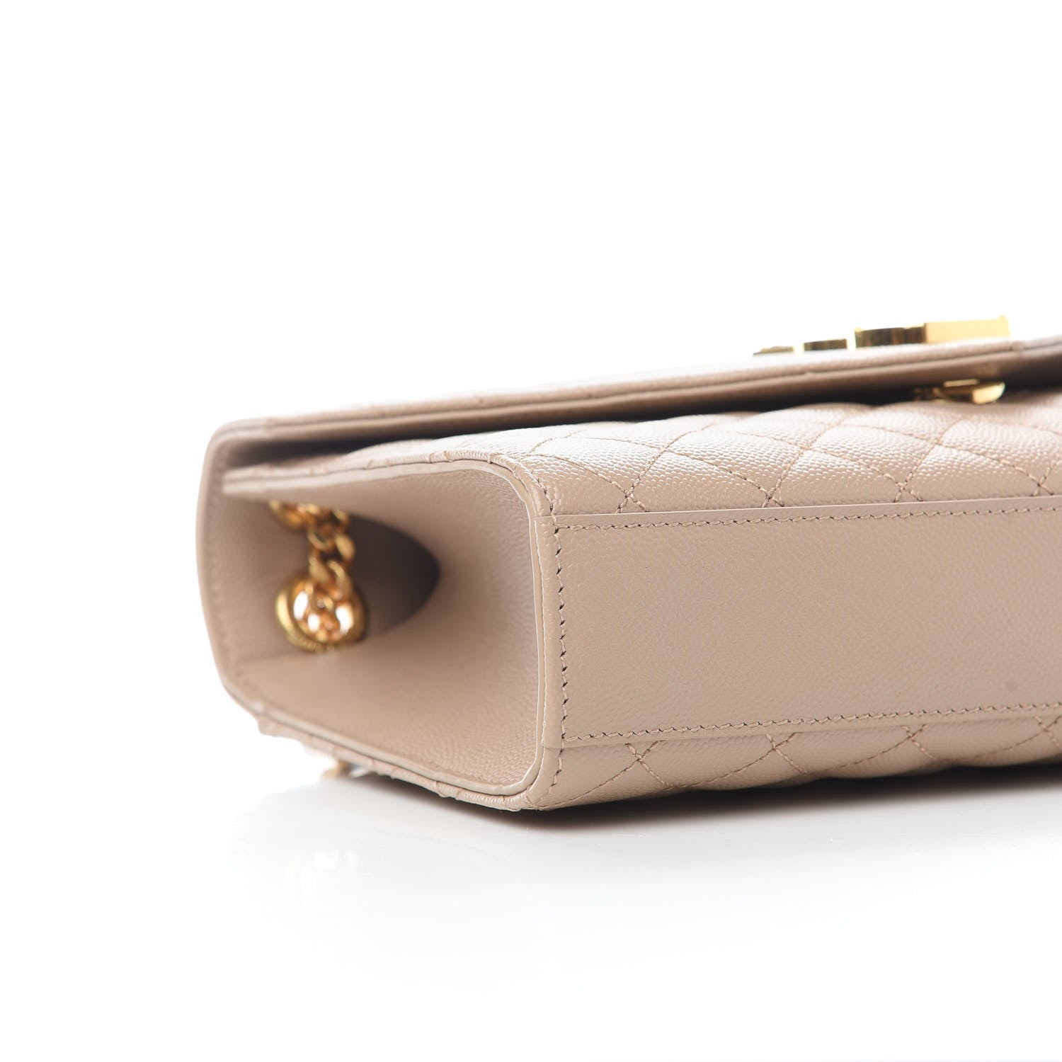 Saint Laurent Grain De Poudre Textured Mixed Matelasse Medium Triquilt Monogram Satchel Dark Beige 7 of 8