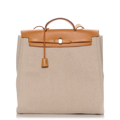Hermes Toile Vache Calfskin Herbag 40 GM Natural 1 of 9