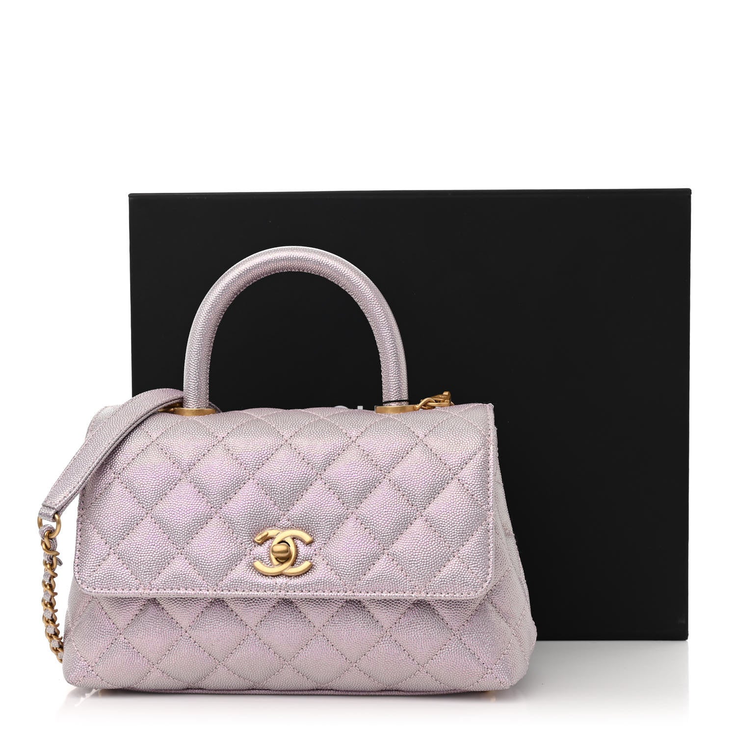 Chanel Metallic Caviar Quilted Mini Coco Handle Flap Light Pink 13 of 13