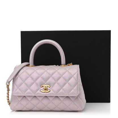 Chanel Metallic Caviar Quilted Mini Coco Handle Flap Light Pink 13 of 13