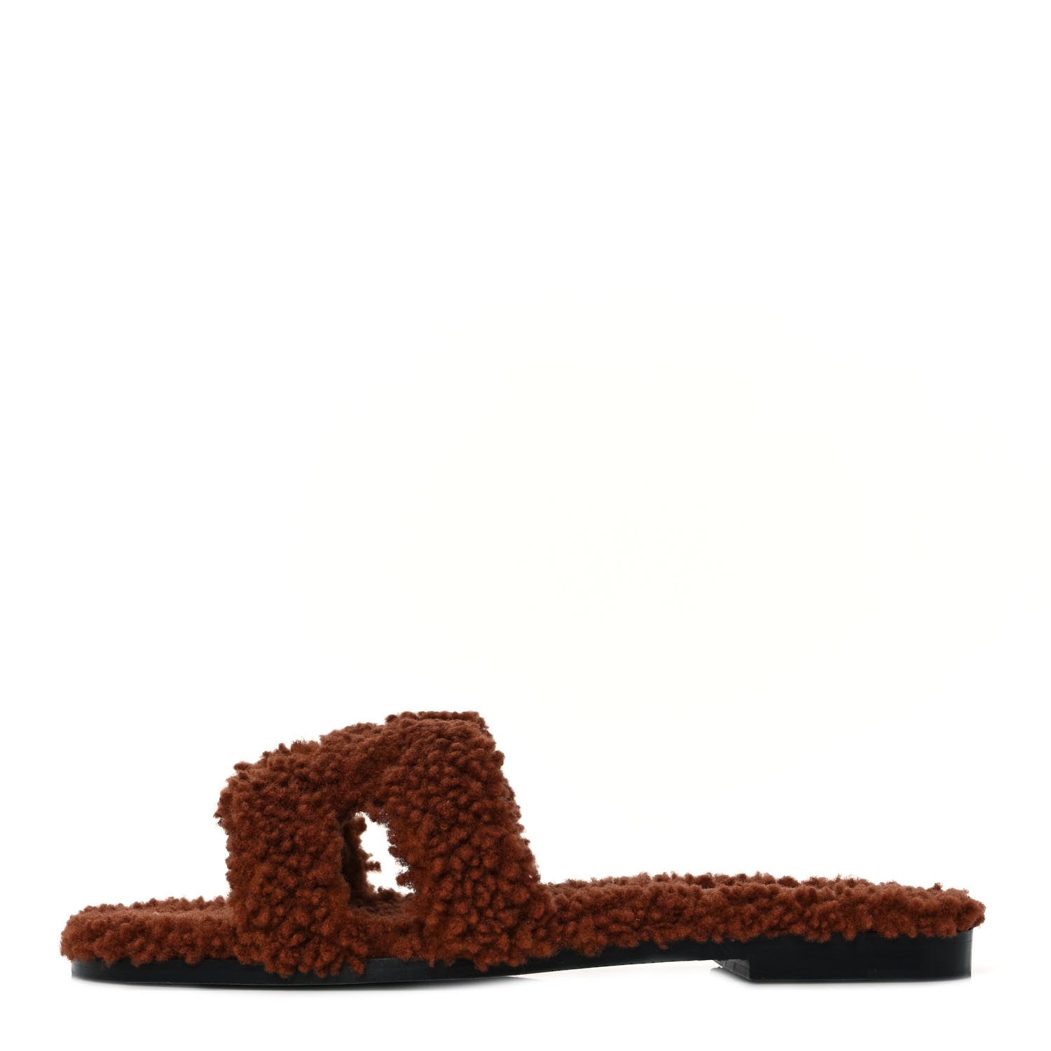 Hermes Woolskin Oran Sandals 36.5 Cognac 1 of 8