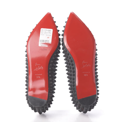 Christian Louboutin Flannel Pigalle Spikes Flats 37.5 Antracite 7 of 10