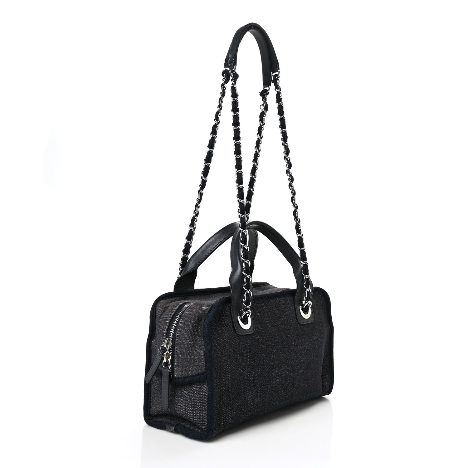 Chanel Denim Deauville Bowling Bag Dark Blue 2 of 8