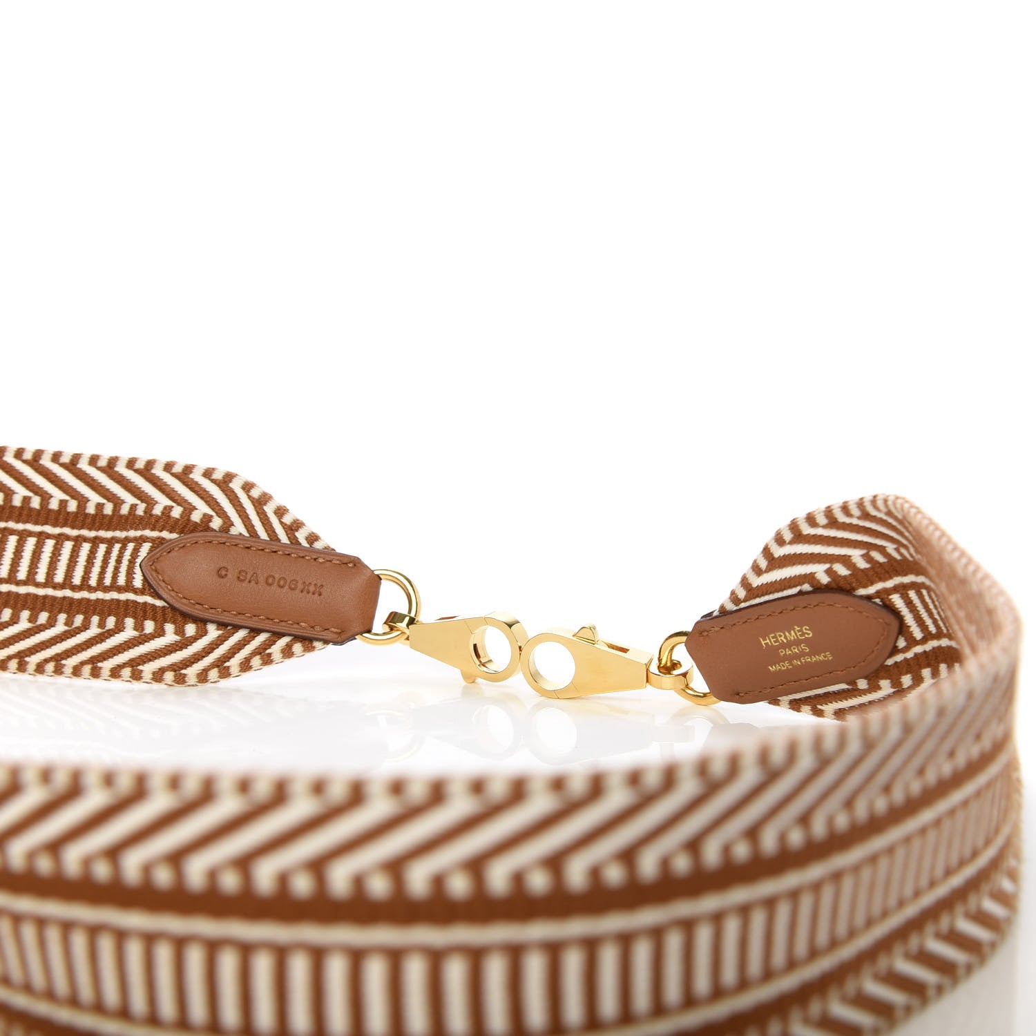 Hermes Toile Swift 50mm Sangle Cavale Shoulder Strap Ecru Beige Gold 3 of 3