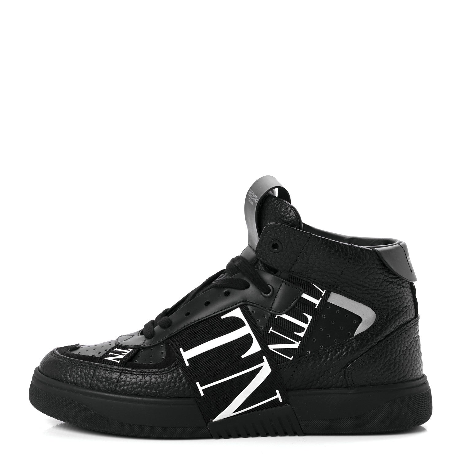 Valentino Garavani Grained Calfskin Mens VL7N Mid-Top Sneakers 40.5 Black White 1 of 8